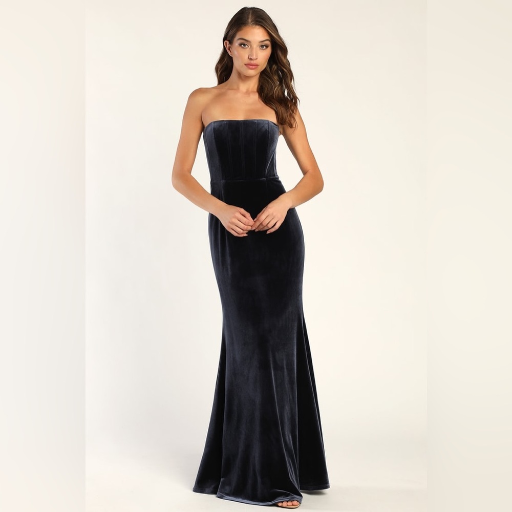Lulus velvet blue maxi dress